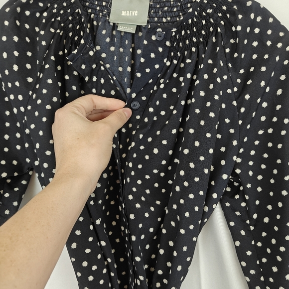 Anthropologie Maeve Polkadot Dot Tie Button Up Mini Dress Women's XSP - Picture 8 of 9